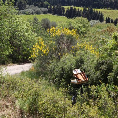 A wild easel in our secret spot at Les Baux de Provence